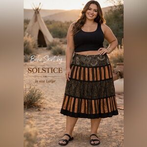 51. NWT Solstice Brown and Tan Paisley Skirt